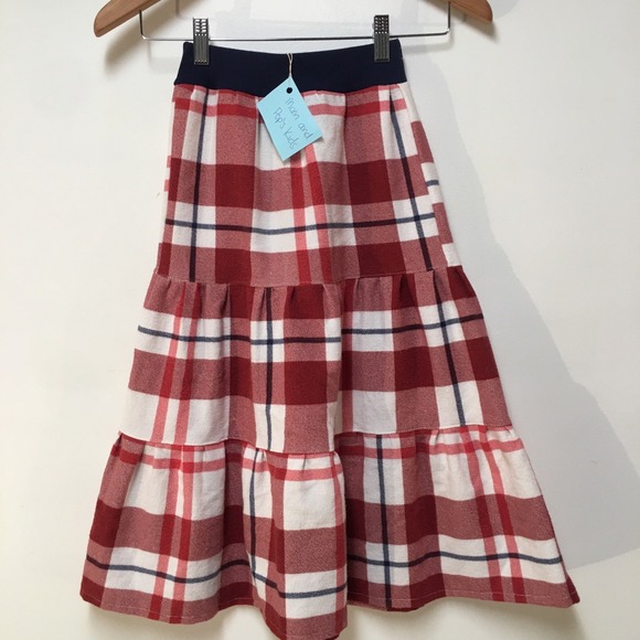 Skirt Flannel Girls 6 Red Plaid Ruffle Tier Heavyweight Maxi Mom and Pop's Kids - Picture 1 of 9